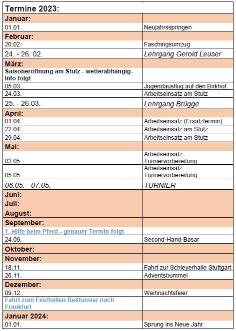 Terminvorschau 2023